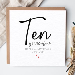 Carte d'anniversaire de 10 ans pour femme, 10 ans de nous, carte de 10 ans pour mari, 10e anniversaire de petit ami, 10e anniversaire de petite amie