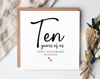 10 Year Anniversary Card For Wife, 10 Years Of Us, 10th Anniversary Card For Husband, Boyfriend 10th Anniversary,Girlfriend 10th Anniversary