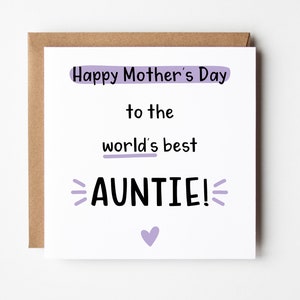 Mothers Day Card For Auntie, Happy Mother's Day Auntie, Auntie Mother's day Card, Aunty Card, Personalised Mother's Day Card image 1