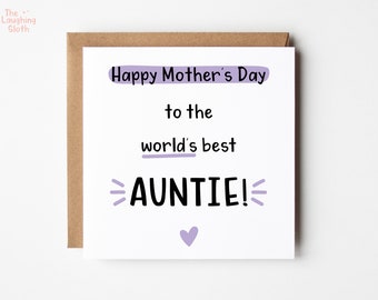 Mothers Day Card For Auntie, Happy Mother's Day Auntie, Auntie Mother's day Card, Aunty Card, Personalised Mother's Day Card