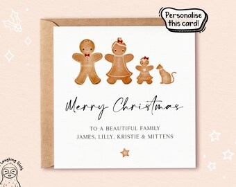 Personalised Special Family Christmas Card, Family Gingerbread Christmas Card, Personalised Family Names Christmas Card, Gingerbread Family