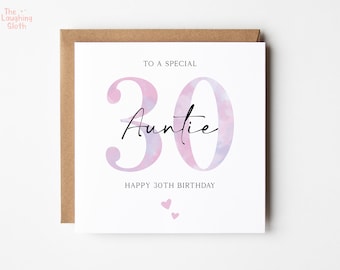30th Birthday Card For Auntie, Auntie 30th Birthday Card, 30th Birthday Card, Special Auntie 30th Birthday, Auntie 30th Card From The Kids