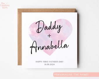 Personalised First Father's Day Card, Daddy and Me Card, Heart Fathers Day Card, On Our First Father's Day, Fathers Day Card For Daddy