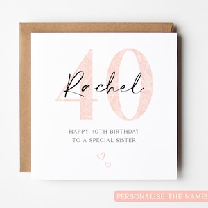 Carte de 40e anniversaire pour soeur, carte personnalisée de 40e anniversaire de soeur, carte d'anniversaire de marguerite, 40e anniversaire de soeur spéciale, carte de fleur de soeur