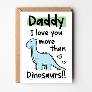 dinosaure de papa | Fête des pères dinosaures | Carte mignonne de dinosaure | carte fête des pères | carte d'anniversaire de papa | Je t'aime plus que des dinosaures