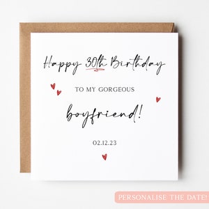 Carte personnalisée de 30e anniversaire de petit ami, magnifique 30e anniversaire de petit ami, carte de 30e anniversaire pour petit ami, carte de 30e anniversaire pour lui