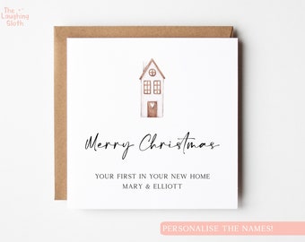 Personalised New Home Christmas Card, Cute Scandi Style Christmas Card, First Christmas In Your New Home Card, Personalised Christmas Card