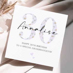 Carte 30e anniversaire pour petite-fille, carte 30e anniversaire petite-fille personnalisée, carte d'anniversaire marguerite, anniversaire spécial petite-fille