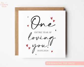 Personalised First Anniversary Card, 1 Year Loving You Card, 1st Anniversary Card, Boyfriend 1st Anniversary, Girlfriend 1st Anniversary