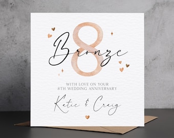 8th Wedding Anniversary Card - Bronze Anniversary - Iconic