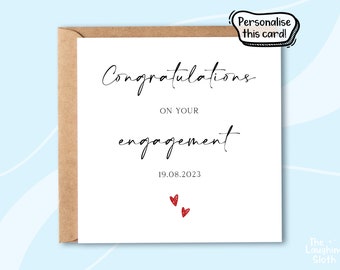 Personalised Date Engagement Card, Congratulations Engagement Card, Personalised Engagement Card, Engagement Card, Congratulations Card