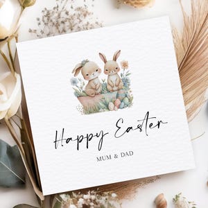 Carte de Pâques papa et maman, carte de Pâques pour papa et maman, carte de Pâques lapin, jolie carte de Pâques, carte de Pâques des parents, carte de Pâques des enfants