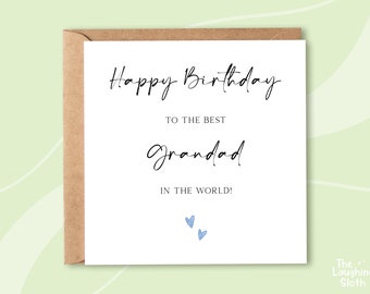 Happy Birthday To The Best Grandad In The World Card, Worlds Best Grandad Birthday Card, Sentimental Grandad Birthday Card, Card For Him