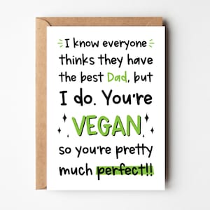 Vegan Dad Card Vegan Father's Day Card Fathers Day Card Perfect Dad Birthday Card Vegan Birthday Card Perfect Dad Number 1 Dad image 1