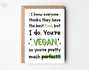 Vegan Dad Card | Vegan Father's Day Card | Fathers Day Card | Perfect Dad Birthday Card | Vegan Birthday Card | Perfect Dad | Number 1 Dad