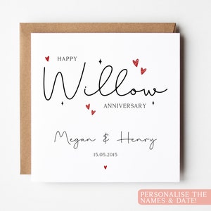 Carte d'anniversaire de saule personnalisée, 9e carte d'anniversaire de mariage, carte personnalisée de neuvième anniversaire, carte d'amis 9e anniversaire