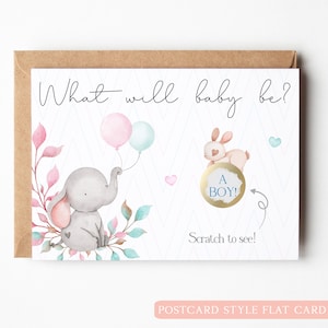 Elephant Scratch Off Gender Reveal Cards, It's A Boy, It's A Girl, Fun Gender Reveal, Cute Cards, Pregnancy Announcement, Baby Shower
