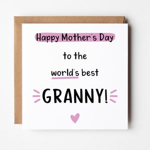 Mothers Day Card For Granny, Happy Mother's Day Granny, GrannyMother's day Card, Gran Card, Personalised Granny Mother's Day Card image 1