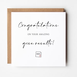 Félicitations pour votre carte de résultats GCSE, carte de réussite à l'examen, carte de résultats d'examen de félicitations, carte de résultats GCSE, carte de félicitations