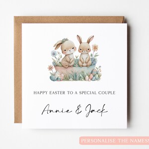 Carte de Pâques personnalisée spéciale couple, carte de Pâques personnalisée, carte de Pâques couple lapin, jolie carte de Pâques, carte de Pâques amis