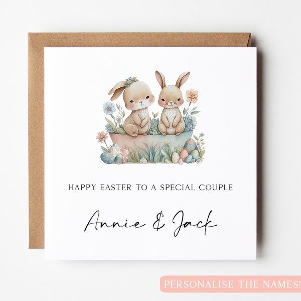 Personalised Special Couple Easter Card, Personalised Easter Card, Couple Rabbit Easter Card, Cute Easter Card, Friends Easter Card