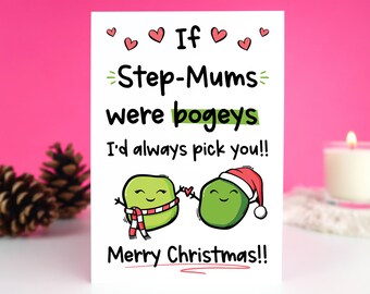 Bogey Step Mum Christmas Card, Funny Christmas Card For Step Mum, Silly Step Mum Christmas Card, Christmas Card For Her, Bonus Mum Card