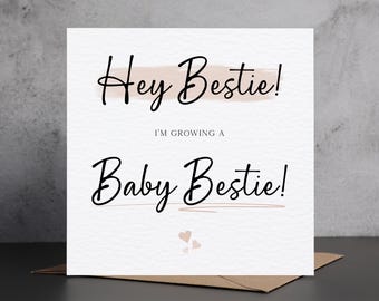 Best Friend Pregnancy Announcement Card, Growin A Baby Bestie Card, Friend Pregnancy Announcement Card, Bestie Pregnancy Reveal Card
