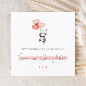 Carte d'anniversaire fille panda en prime - magnifique carte d'anniversaire fille en prime - anniversaire belle-fille - anniversaire panda - belle-fille carte