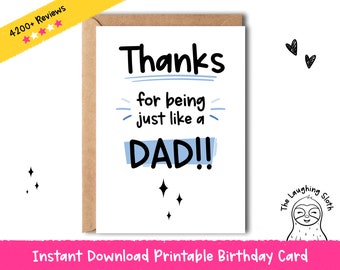 Instant Download Step Dad Birthday Card, Printable Funny Birthday Card For Step Dad, Printable Father's Day Card, Birthday Card For Step Dad