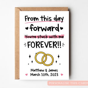 Carte personnalisée pour le jour du mariage gay | Nouveau mari | Cadeau fiancé | Se marier | À partir d'aujourd'hui | à mon amour | Carte de fiancé