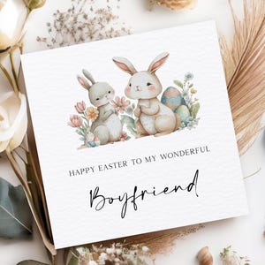 Carte de Pâques petit ami, carte de Pâques pour petit ami, carte de Pâques couple lapin, jolie carte de Pâques, 1ère Pâques ensemble, carte de petit ami merveilleux