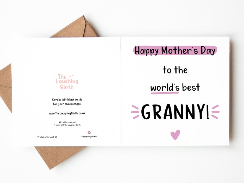 Mothers Day Card For Granny, Happy Mother's Day Granny, GrannyMother's day Card, Gran Card, Personalised Granny Mother's Day Card image 2