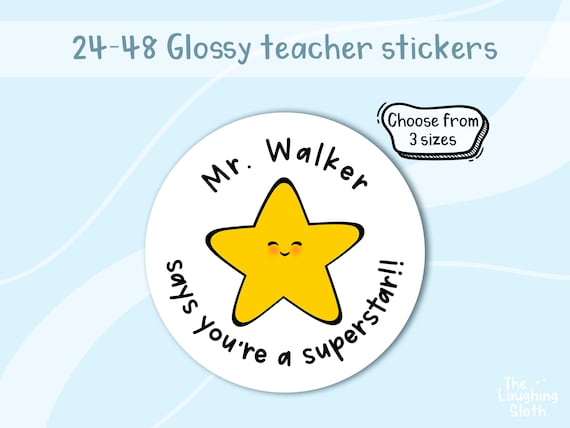Personalized Teacher Stickers - Star Student