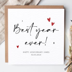 Carte d'anniversaire personnalisée, carte de la meilleure année de tous les temps, carte de 1er anniversaire, carte d'anniversaire de petit ami, carte d'anniversaire de petite amie, carte d'épouse