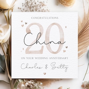 Carte d'anniversaire chinoise personnalisée, carte 20e anniversaire de mariage, carte 20e anniversaire personnalisée, carte 20e anniversaire