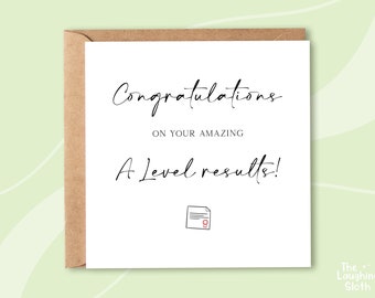 Congratulations On Your A Level Results Card, Exam Pass Card, Congratulations Exam Results Card, A Level Results Card, Congratulations Card