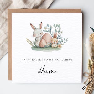 Carte de Pâques maman, carte de Pâques pour maman, carte de Pâques maman lapin, jolie carte de Pâques, carte merveilleuse maman, carte de Pâques des enfants, pour ma mère