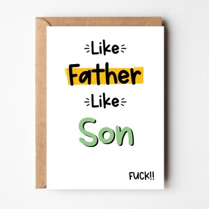 Carte drôle de fête des pères | père fils | Carte d'anniversaire de papa coquine | Tel père tel fils | Papa jurant | Carte papa d'un fils adulte