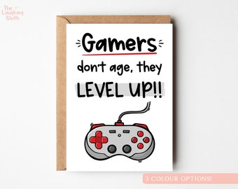 Gamer Birthday Card, Geeky Birthday Card, You're Not Getting Old, Level Up Gaming Card, Nerd Birthday Card, Teenage Boy Birthday Card