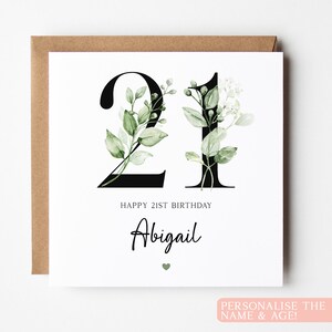 Carte personnalisée de 21e anniversaire de fille, carte de 21e anniversaire, carte d'anniversaire de fille, jolie carte de 21e anniversaire pour elle, vingt et unième anniversaire