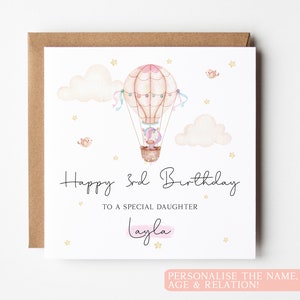 Carte personnalisée licorne 3e anniversaire fille, carte d'anniversaire licorne petite-fille, carte d'anniversaire spéciale nièce, filles personnalisées 3e