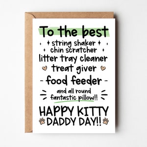 Carte de fête des pères drôle de chat, carte de papa de chat, carte de père de chat, carte de papa d'animal de compagnie, carte d'humour, bébé de fourrure, amoureux des chats, carte de chat