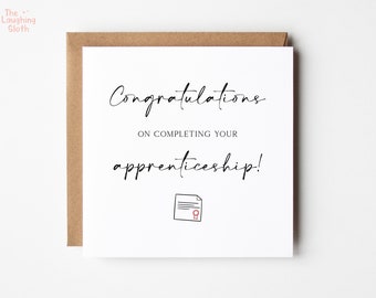 Congratulations On Your Apprenticeship Card, Apprenticeship Pass Card, Apprenticeship Exam Results, Results Card, Congratulations Card