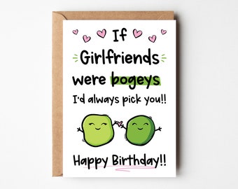 Bogey Girlfriend Birthday Card - Funny Birthday Card For Girlfriend - Silly Girlfriend Birthday Card