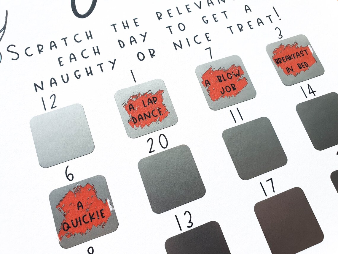Scratch Off Advent Calendar Adult Advent Calendar Kinky Etsy