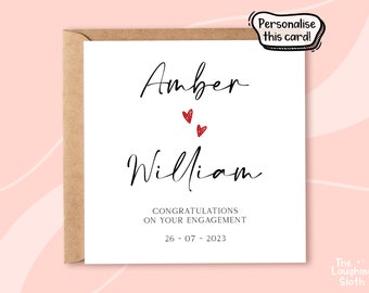 Personalised Engagement Card, Congratulations Engagement Card, Names And Date Engagement Card, Engagement Card, Congratulations Card