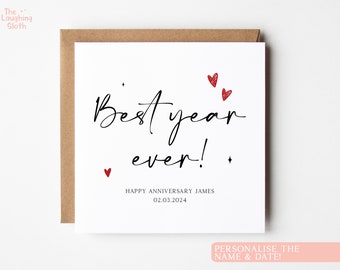 Personalised Anniversary Card, Best Year Ever Card, 1st Anniversary Card, Boyfriend Anniversary Card, Girlfriend Anniversary Card, Wife Card