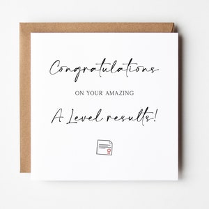 Félicitations pour votre carte de résultats A Level, carte de réussite à l'examen, carte de résultats d'examen de félicitations, carte de résultats de niveau A, carte de félicitations