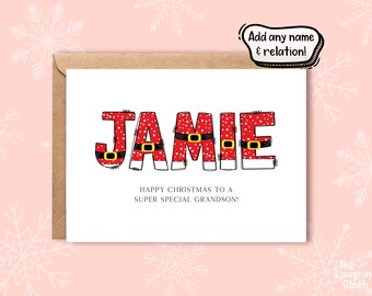 Personalised Special Grandson Christmas Card, Custom Name Christmas Card, Personalised Kids Name Christmas Card, Nephew Christmas Card