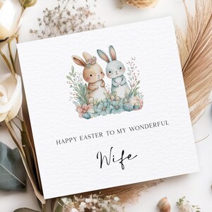Carte de Pâques pour femme, carte de Pâques pour femme, carte de Pâques pour couple lapin, jolie carte de Pâques, 1ère carte de mariage de Pâques, carte de femme merveilleuse